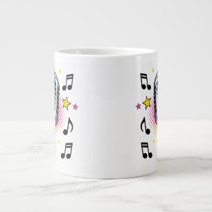 Grande Tasse Microphone pop avec des étoiles colorées et des no