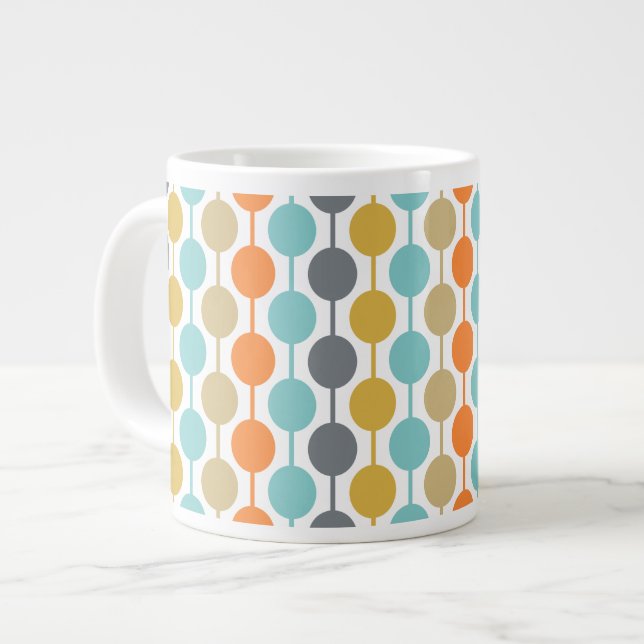 Grande Tasse Mid-Century Modern Retro Geometric Circles Pattern (Devant gauche)