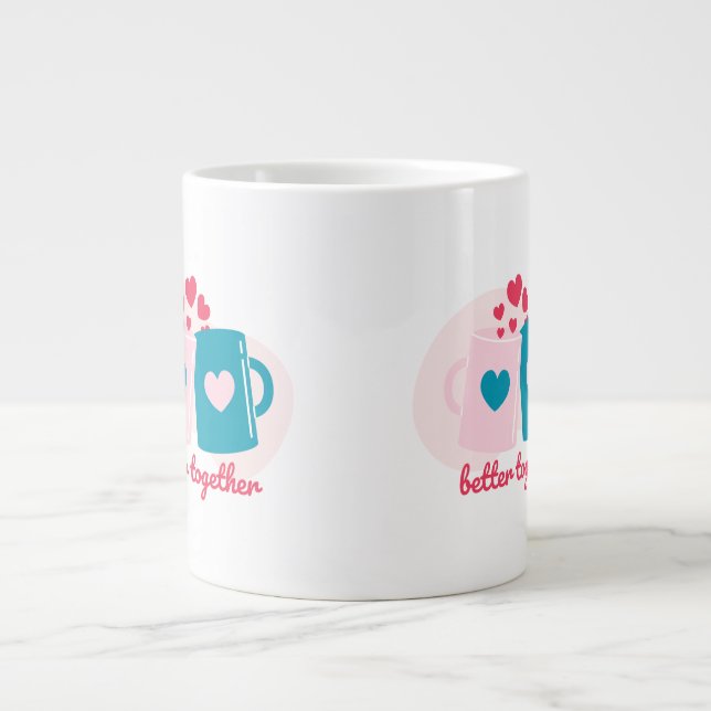 Grande Tasse Mieux ensemble bleu et rose mignon simple (Devant)