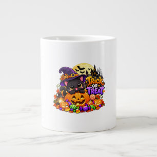 Grande Tasse Mignon Chat Noir Trick or Treat Halloween Effrayan