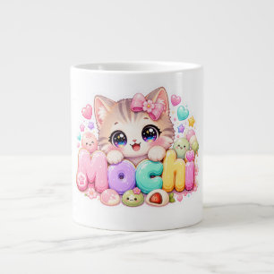 Grande Tasse Mignon Mochi Chat Nom Pastel Rose Étincelant K