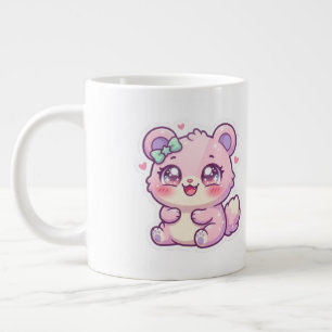 Grande Tasse Mignon Ours Rose Pastel Chibi Chatoune Cœur St