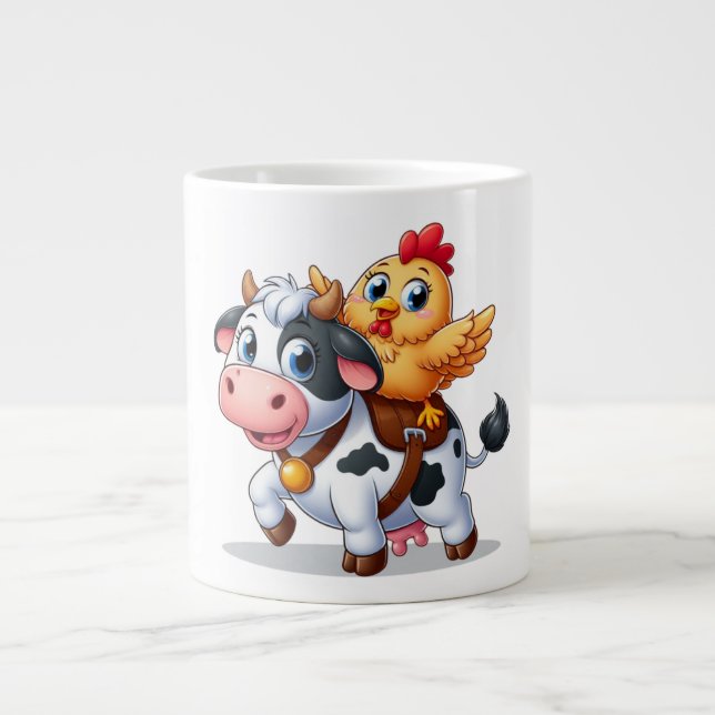 Grande Tasse mignon vache/poulet caricature (Devant)