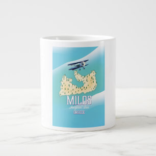 Grande Tasse Milos, île grecque Carte art de poster de voyage.