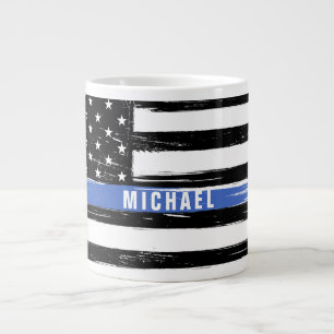 Grande Tasse Mince Ligne Bleue Police Drapeau Grunge Personnali