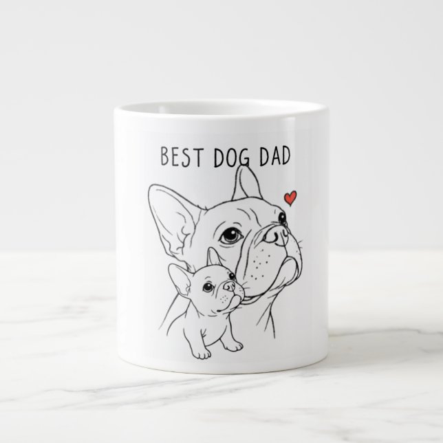 Grande Tasse Minimalist French Bulldog "Best Dog Dad" Line Art  (Devant)