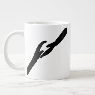 Grande Tasse Minimalist Hands Touching Line Art Emotional