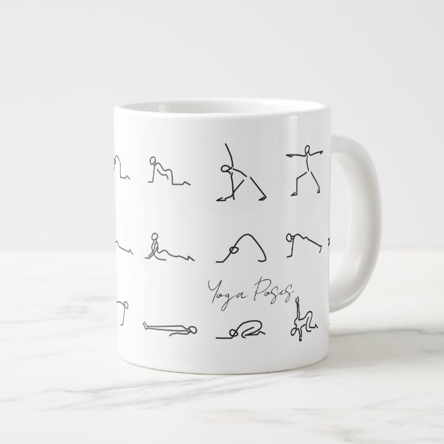 Grande Tasse Minimalist Stick Figure Yoga Poses (Devant droit)