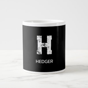 GRANDE TASSE MINIMALISTE BLANC UN MONOGRAMME À UNE LETTRE NOM N