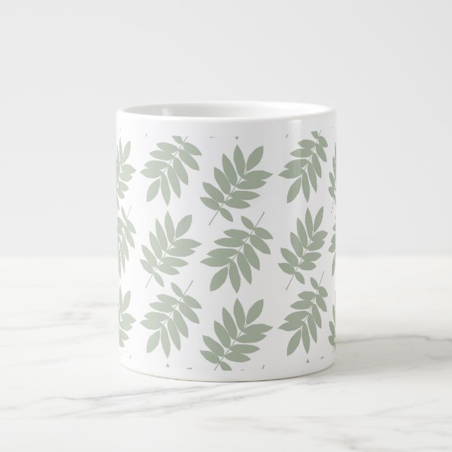 Grande Tasse Modèle de feuille âgée vert+blanc (Devant)