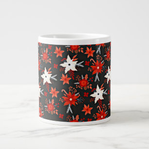 Grande Tasse Modèle floral avec fleurs blanches rouges-11438
