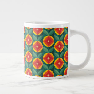 Grande Tasse Modèle Floral Orange Moderne Du Milieu Du Siècle