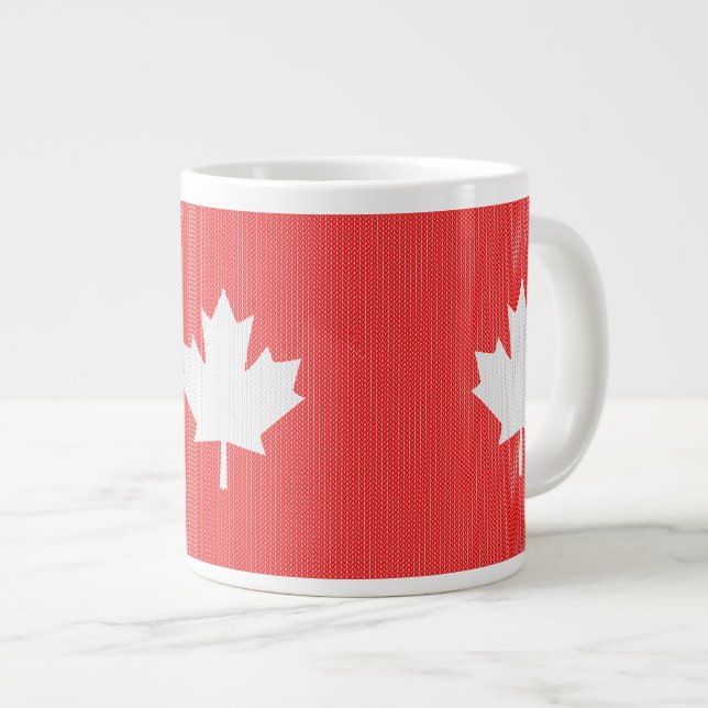 Grande Tasse Modèle Knit Maple Leaf Tricot Motif (Devant droit)