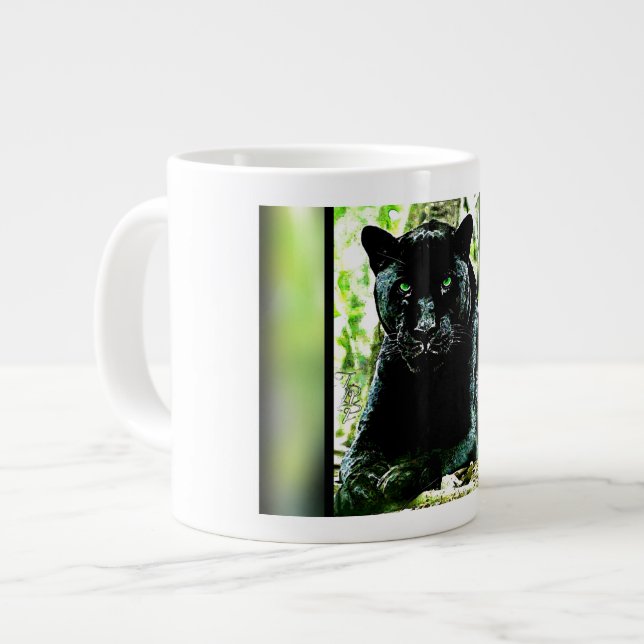Grande Tasse Modèles Big Cat : Panthère noire teintée verte (Devant gauche)
