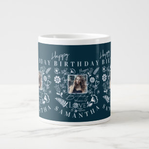 Grande Tasse Moderne Anniversaire Floral Typographie Photo Dood