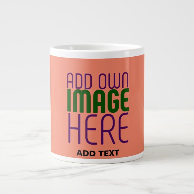 GRANDE TASSE MODERNE ÉDITABLE CORAL ORANGE IMAGE MODÈLE TEXTE (Devant)