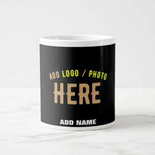 GRANDE TASSE MODERNE ET MODERNE PERSONNALISABLE NOIR VÉRIFIÉ