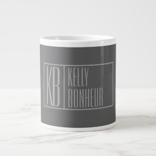 Grande Tasse Moderne, gris sur gris foncé, logo avec initiales
