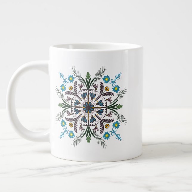 Grande Tasse Moderne Mandala Floral verdure Bohème Art (Gauche)