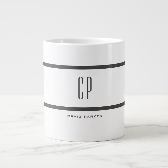 Grande Tasse Moderne Monogramme Professionnel Plain Simple Mini (Devant)