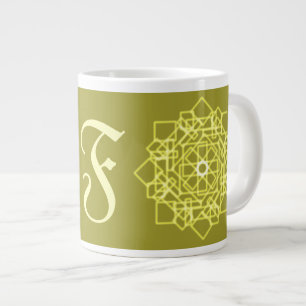 Grande Tasse Moderne Simples rayures de ligne Nom monogramme fl