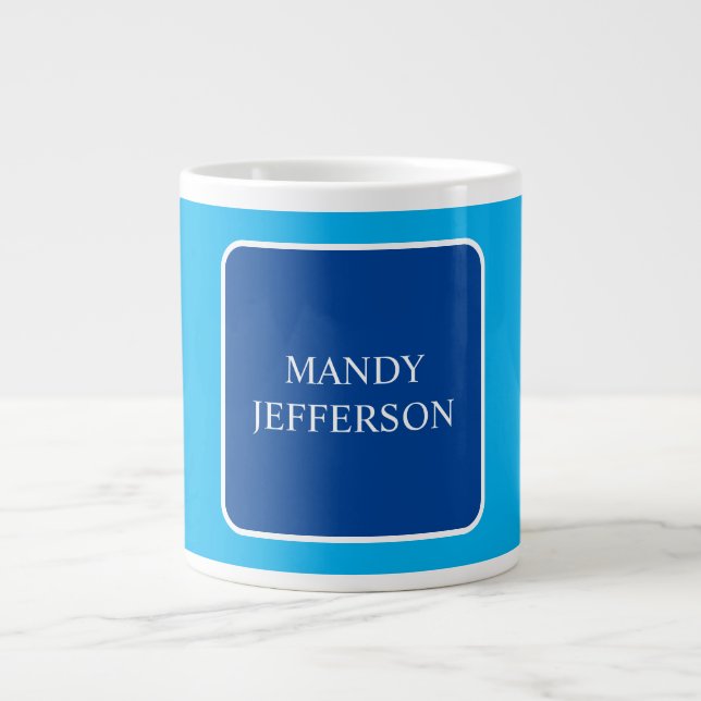 Grande Tasse Moderne tendance Élégant Bleu Simple Simple Ajoute (Devant)