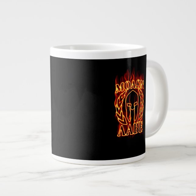 Grande Tasse Molon Labe Laurels guerrier spartiate en feu (Devant droit)