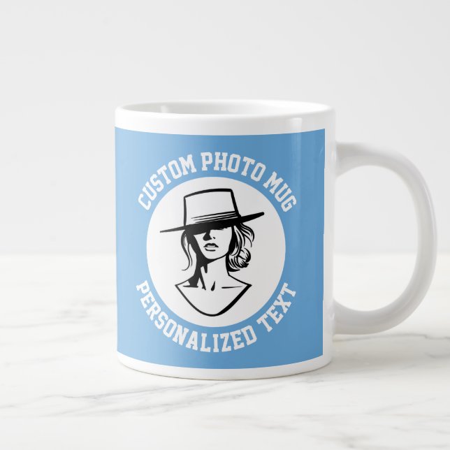 Grande Tasse Mon visage sur un modèle personnalisé BLEU POUDRE (Droite)