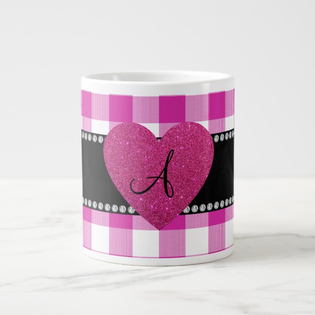 Grande Tasse MONOGRAM Coeur de en vichy rose (Devant)