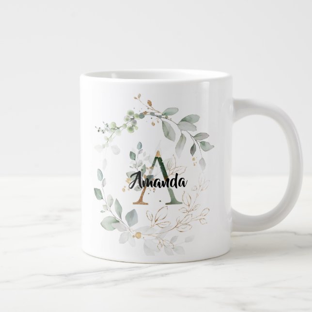 Grande Tasse Monogramme "A" initial avec nom (Droite)