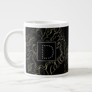 Grande Tasse Monogramme à main florale minimaliste
