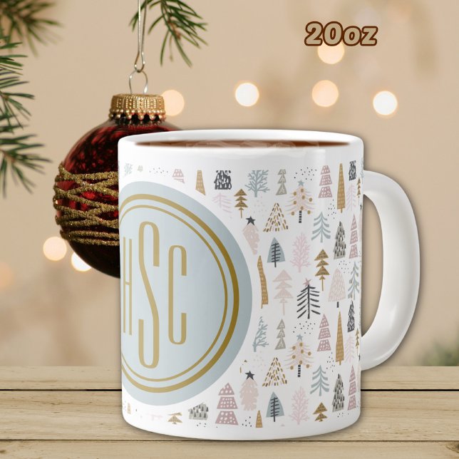 Grande Tasse Monogramme, Big 20oz. Arbres d'hiver rustiques (Créateur téléchargé)