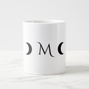 Grande Tasse Monogramme blanc et noir des lunes de croissant mo