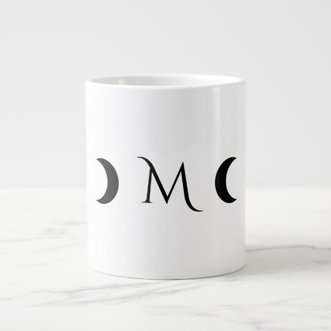 Grande Tasse Monogramme blanc et noir des lunes de croissant mo (Devant)