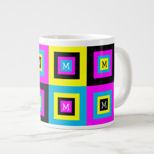 Grande Tasse Monogramme Carré géométrique CMJN