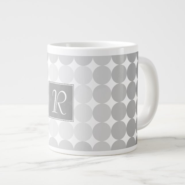 Grande Tasse Monogramme Cercles Gris Moderne (Devant droit)