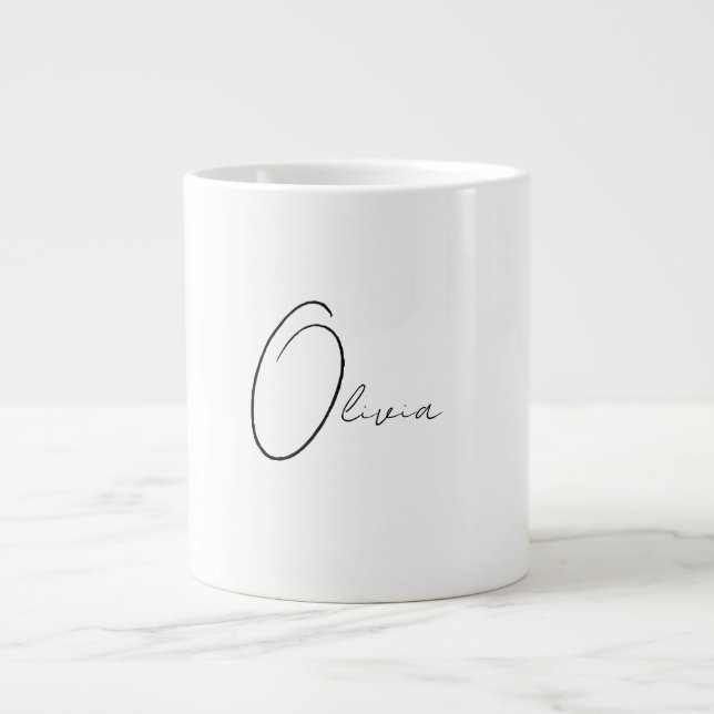 Grande Tasse Monogramme classique personnalisé simple élégant (Devant)