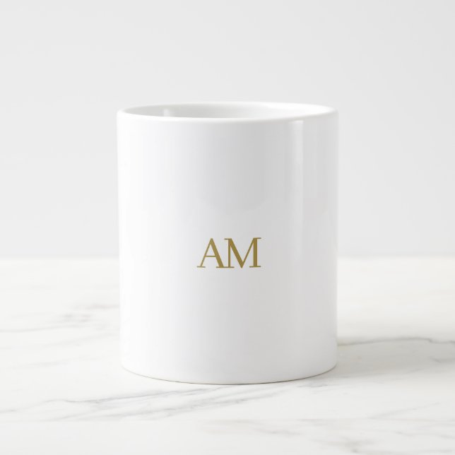 Grande Tasse Monogramme couleur or Initiales Calligraphie Pro (Devant)