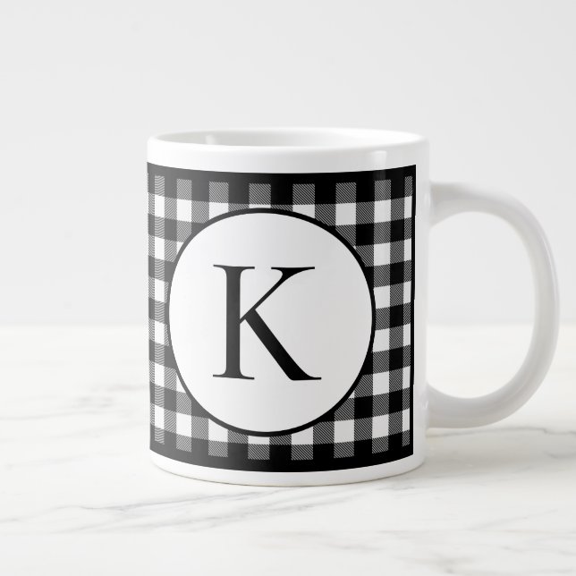 Grande Tasse Monogramme de Buffalo Plaid (Droite)