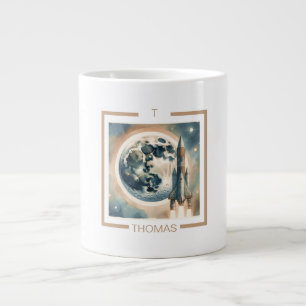 Grande Tasse Monogramme de l'espace de la lune de roquette