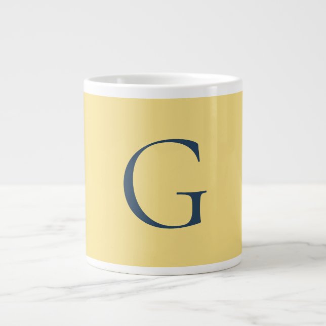 Grande Tasse Monogramme de lettre initiale Jasmine Gris Ardoise (Devant)