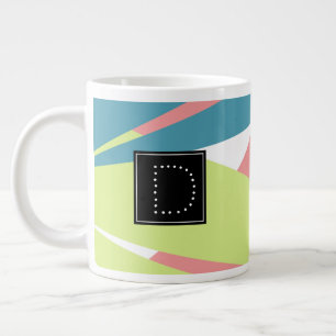 Grande Tasse Monogramme de Motif géométrique rayonné moderne