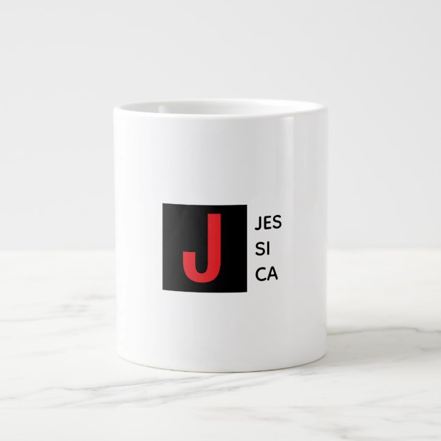 Grande Tasse Monogramme de nom professionnel élégant moderne (Devant)