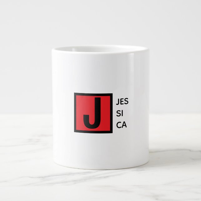 Grande Tasse Monogramme de nom professionnel élégant moderne (Devant)