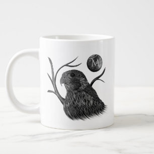 Grande Tasse Monogramme de Pleine lune de faucon