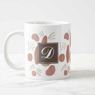 Grande Tasse Monogramme en terre cuite abstrait boho naturel or