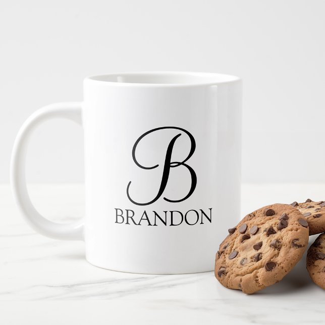 Grande Tasse Monogramme et nom de script personnalisé (Créateur téléchargé)