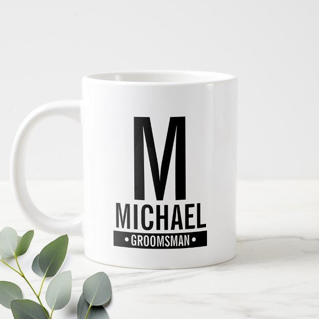 Grande Tasse Monogramme et nom du Groomsman personnalisé (Créateur téléchargé)