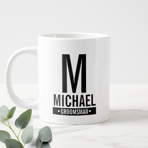 Grande Tasse Monogramme et nom du Groomsman personnalisé