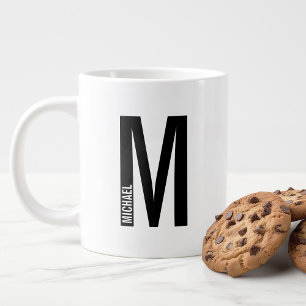 Grande Tasse Monogramme et nom personnalisés modernes